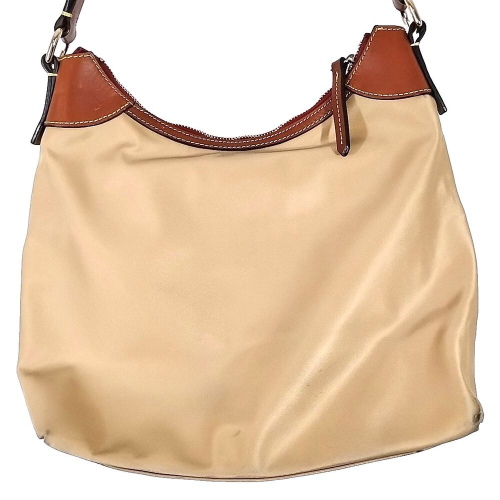Dooney & Bourke Tan Shoulder Bag Pockets Zip Handbag Purse - Picture 4 of 10